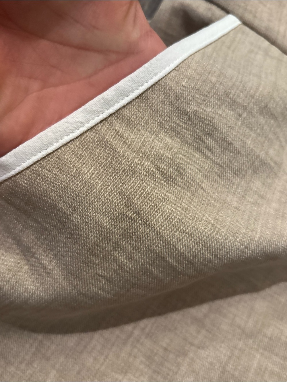 Monteau Wide-Leg Chinos in Light Tan with White Trim - Picture 4 of 5